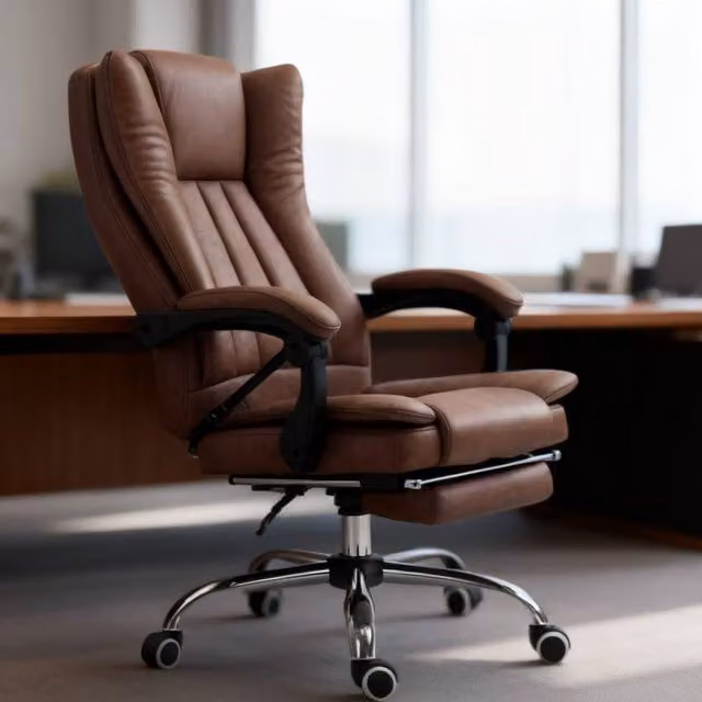 ERGOVEXA Brown Microfibre Executive Office Chair with Reclining Function and Headrest