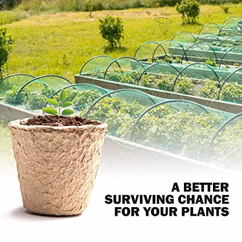 Keplin 96 Pack Biodegradable Fibre Seedling Pots in Beige for Plant Cultivation – 4