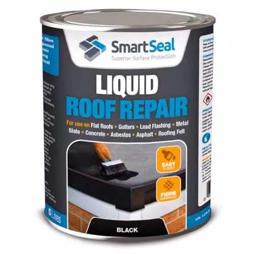 SmartSeal Liquid Roof Repair Black 5 Litre Waterproof Sealer for Flat Roofs, Gutters and Metal Surfaces – 1