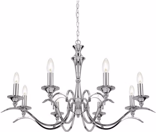 Endon Kora 8 Light LED Ceiling Chandelier in Chrome and Grey with E14 Base