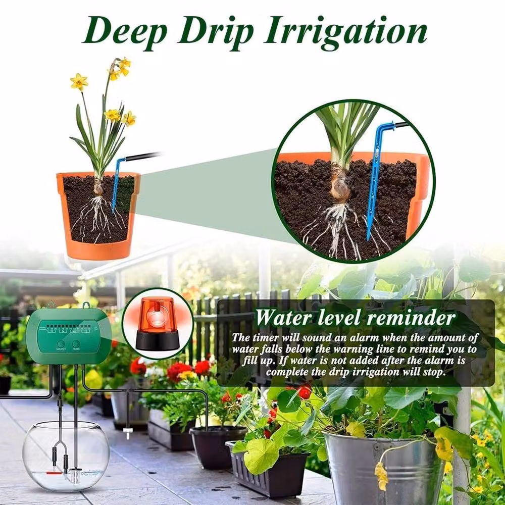 FLAVORA Solar Automatic Drip Irrigation System with Timer, Black – 3