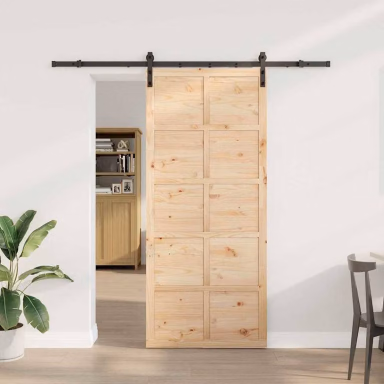 Berkfield Home Rustic Sliding Door in Solid Pine Wood, Brown and Light Sand, W: 80 cm, H: 208 cm