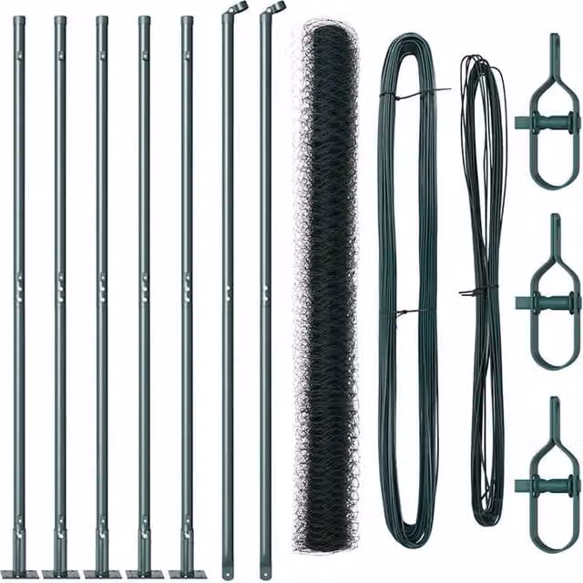 Berkfield Home Green Galvanised Steel Hexagon Fence, H: 160 cm, W: 10 m