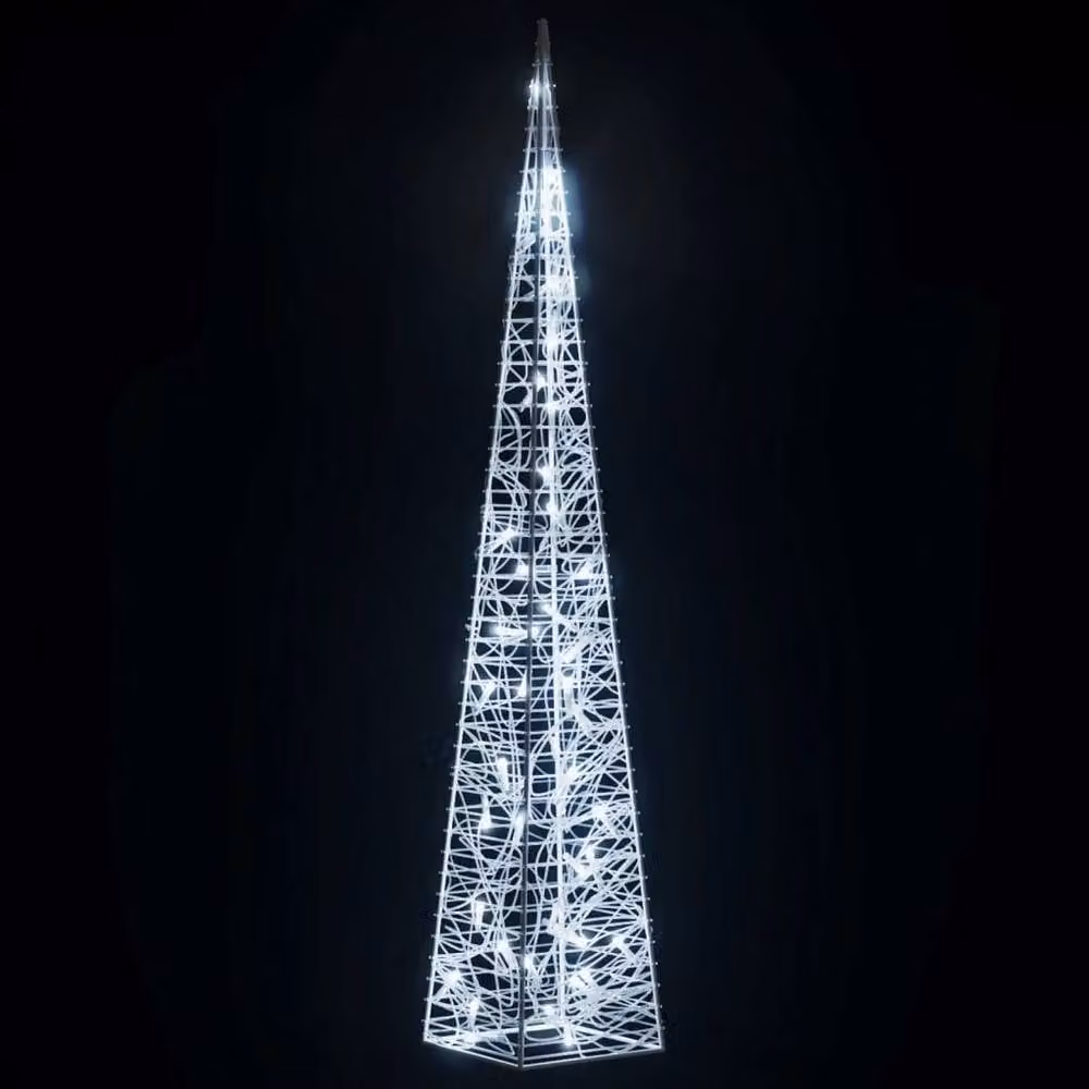 Berkfield Home Acrylic Decorative LED Light Cone in White and Multicolour, Height: 90 cm – 3