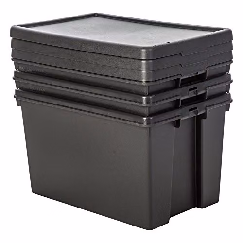 Wham Bam Recycled Solid Plastic Storage Box with Lid, Black, 62L – 2