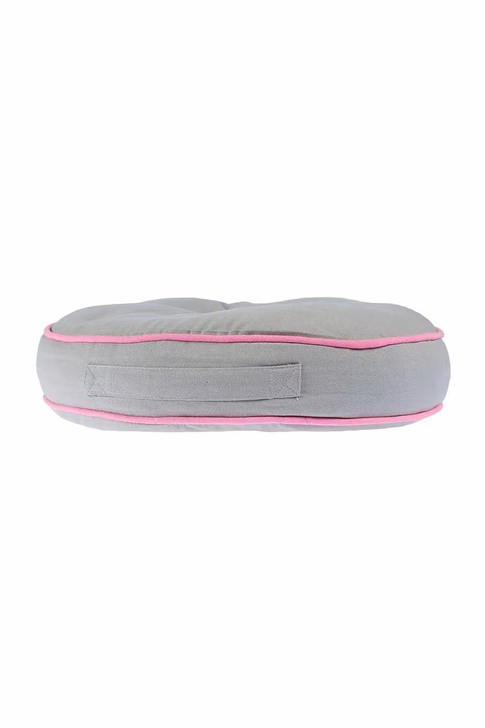 Homescapes Round Cotton Floor Cushion in Grey and Pink, Diameter: 43 cm – 2