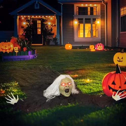 Outsunny Life Size Animated Crawling Zombie Halloween Decoration, Black, Height: 183 cm – 6