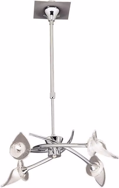 Flavia Telescopic Semi Flush Ceiling Pendant Light with 4 G9 Lights in Polished Chrome and Grey Glass