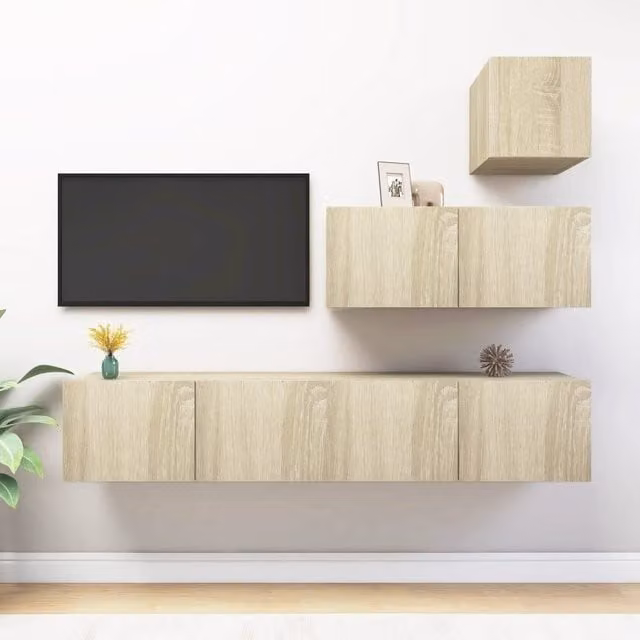 Berkfield Home 4 Piece Modern Sonoma Oak TV Cabinet Set in Brown
