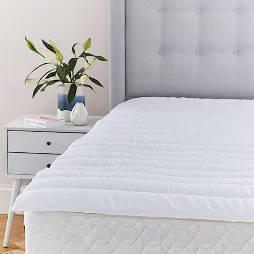 OHS Deep Fill King Size Mattress Topper, White Microfibre Anti-Allergy Bed Pad Protector, W/D/H: 180 x 200 x 3 cm – 2