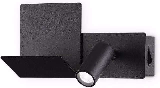 Netlighting KOMODO2 LED Wall Reading Light in Black with Built-in Switch and 3000K Warm White Light