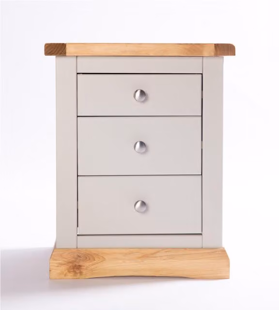 Cabinet Bits Bomporto 3 Drawer Bedside Table in Grey Waxed Pine