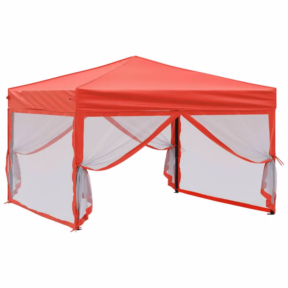 Berkfield Home Folding Party Tent with Sidewalls, Red and Silver, W: 3 m x D: 3 m – 2