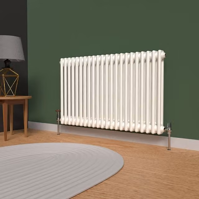 Lux Heat Horizontal 2 Column Steel Radiator in White, W: 101 cm, H: 60 cm