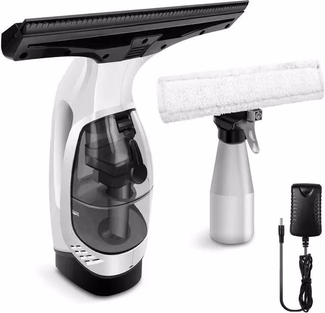 Nordara Cordless Rechargeable Window Vacuum Cleaner with Squeegee in White
