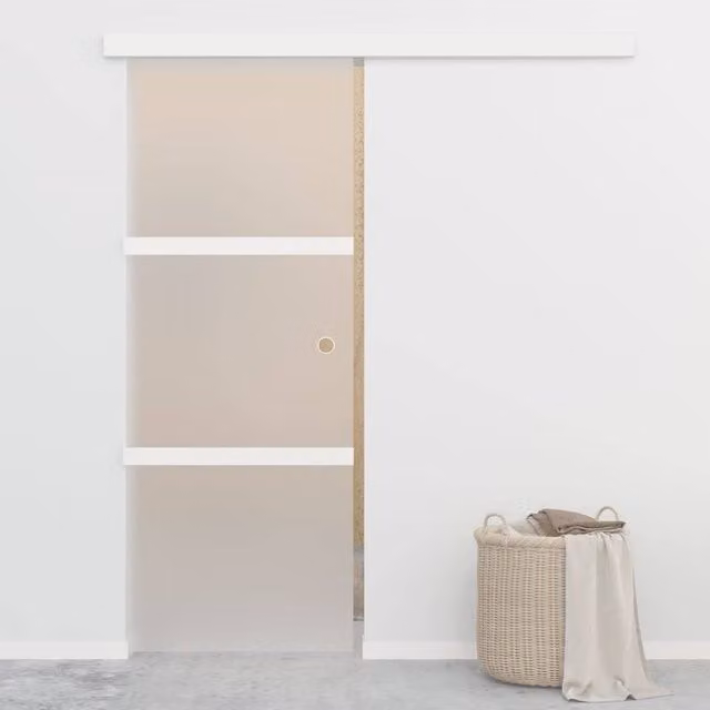 Berkfield Home Sliding Glass and Aluminium Door with Soft Stops, Silver, W: 76 cm, H: 205 cm