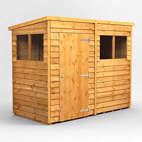 Powersheds Premium Pent Overlap Wooden Shed in Brown with Window and Floor