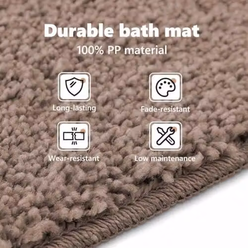 vidaXL Anti-slip Brown Cotton Bath Mat, W: 60 cm, D: 90 cm – 3