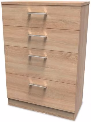 Welcome Devon 4 Drawer Deep Chest of Drawers in Beige Matt Wood Finish