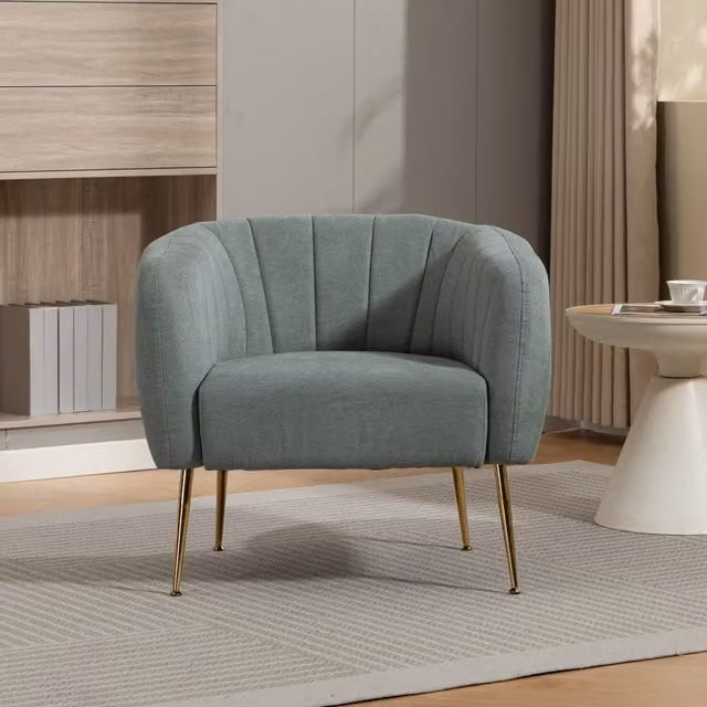 Artemis Home Stanton Accent Chair in Duck Egg Blue Fabric with Solid Wood Frame