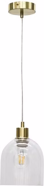 First Choice Lighting Belten Transparent Glass Cloche Pendant Light with Gold Brass Fitting – 1