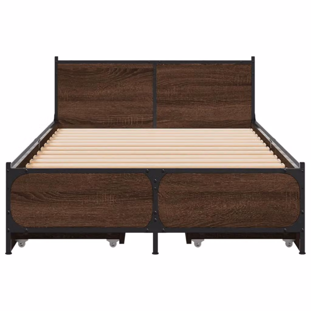 Berkfield Home Small Single Bed Frame with Drawers, Brown Oak – 3