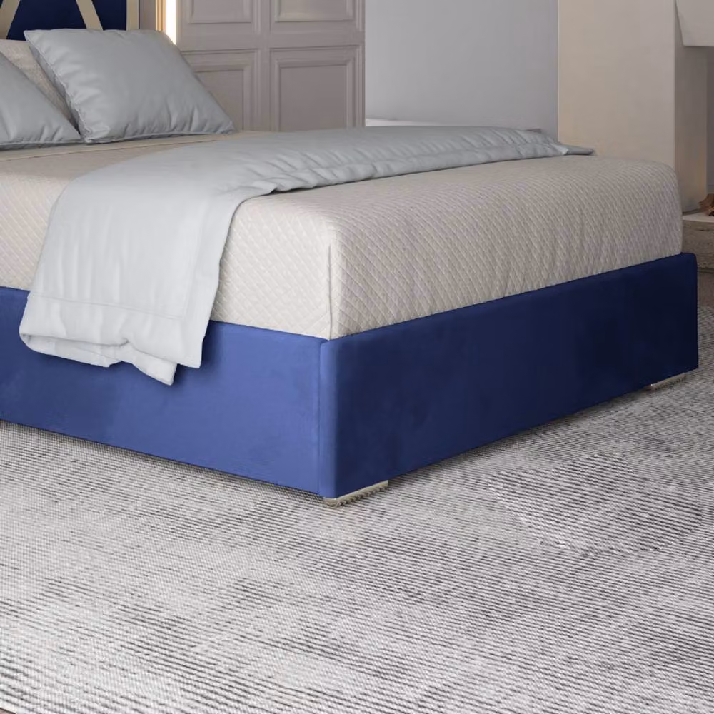 KDMD Exbourne Blue Velvet Upholstered Metal Designer Bed Frame, W/D/H: 127 x 128 x 200 cm – 4