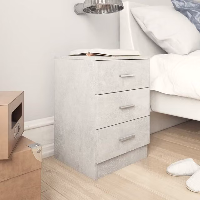 Berkfield Home Bedside Cabinet in Concrete Grey, W/D/H: 38 x 35 x 56 cm