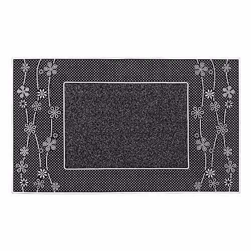 JVL Daisy Floral PVC Pin Scraper Doormat, Silver, W: 45 cm, D: 75 cm – 6