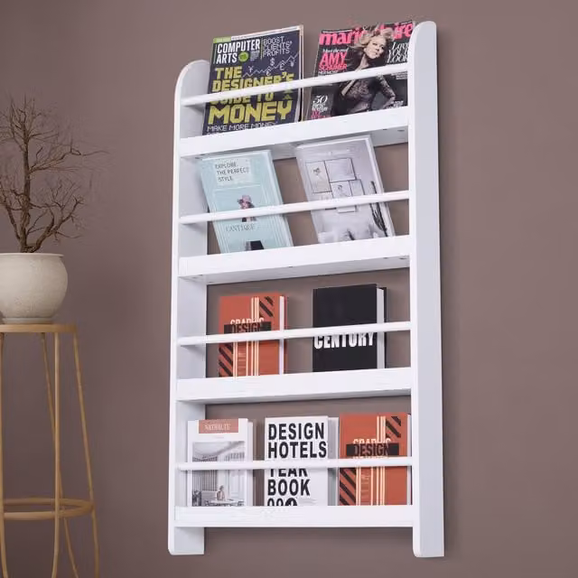 HOMCOM 4 Tier White Wall Mounted or Standing Modern Shelf