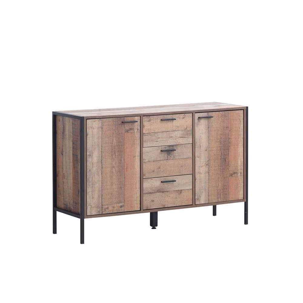 Timber Art Design Stretton Two Door Sideboard with Three Drawers in Brown Rustic Industrial Style – 2