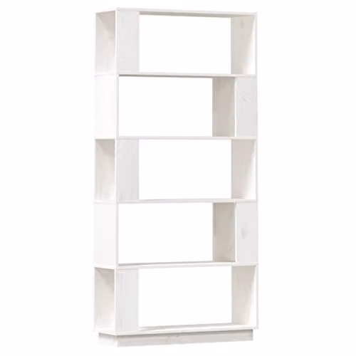 vidaXL White Solid Wood Pine Book Cabinet and Room Divider W/D/H: 80 x 25 x 163.5 cm – 1