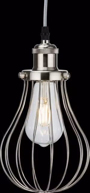 Netlighting Knightsbridge Vintage Round Pendant Cage in Brushed Chrome and Grey