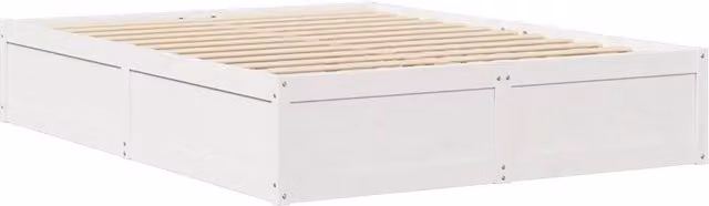 Berkfield Home Modern White Lacquered Solid Pine Bed Frame W/D/H: 140 x 190 x 37 cm