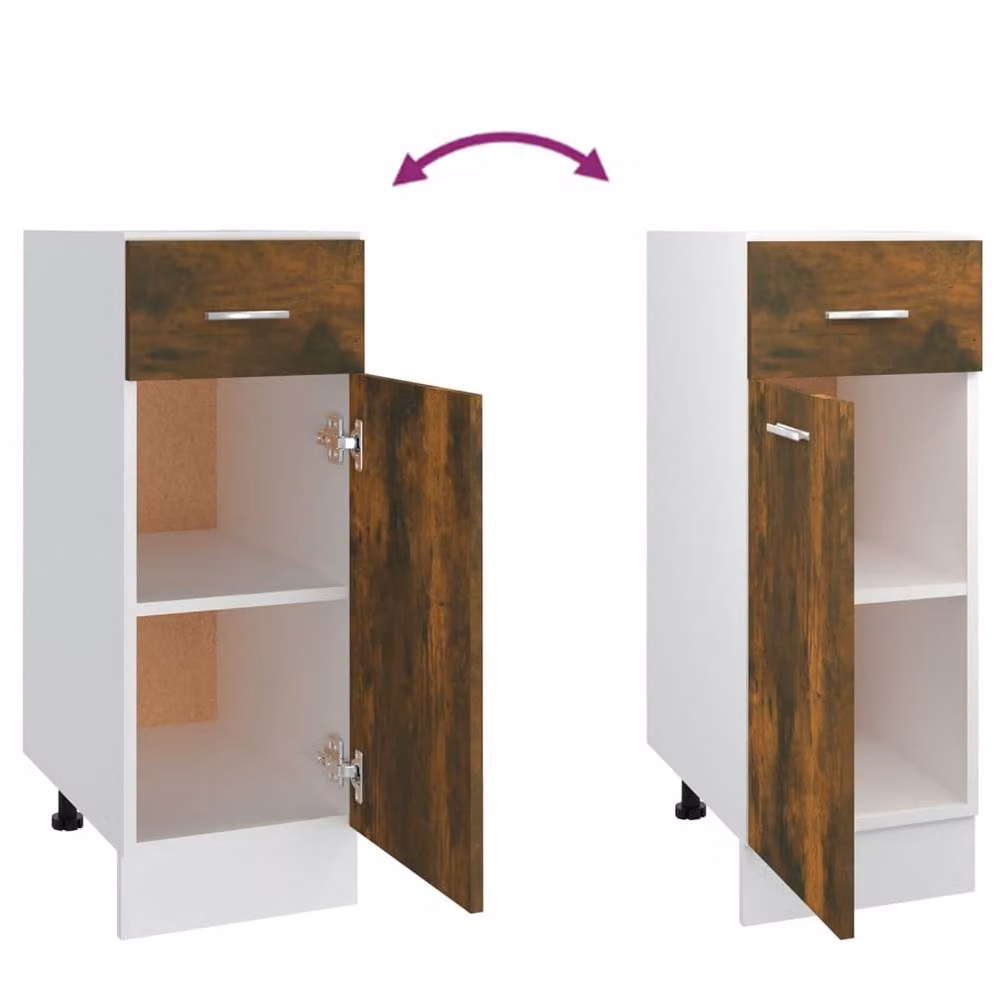 Berkfield Home Smoked Oak Kitchen Base Unit in Brown, W/D/H: 30 x 46 x 81.5 cm – 6