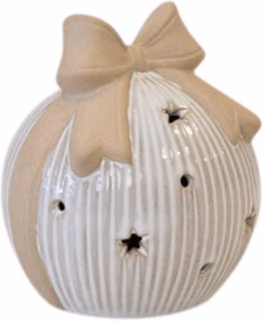 Four Candle Large White Ceramic LED Bauble Tree Topper