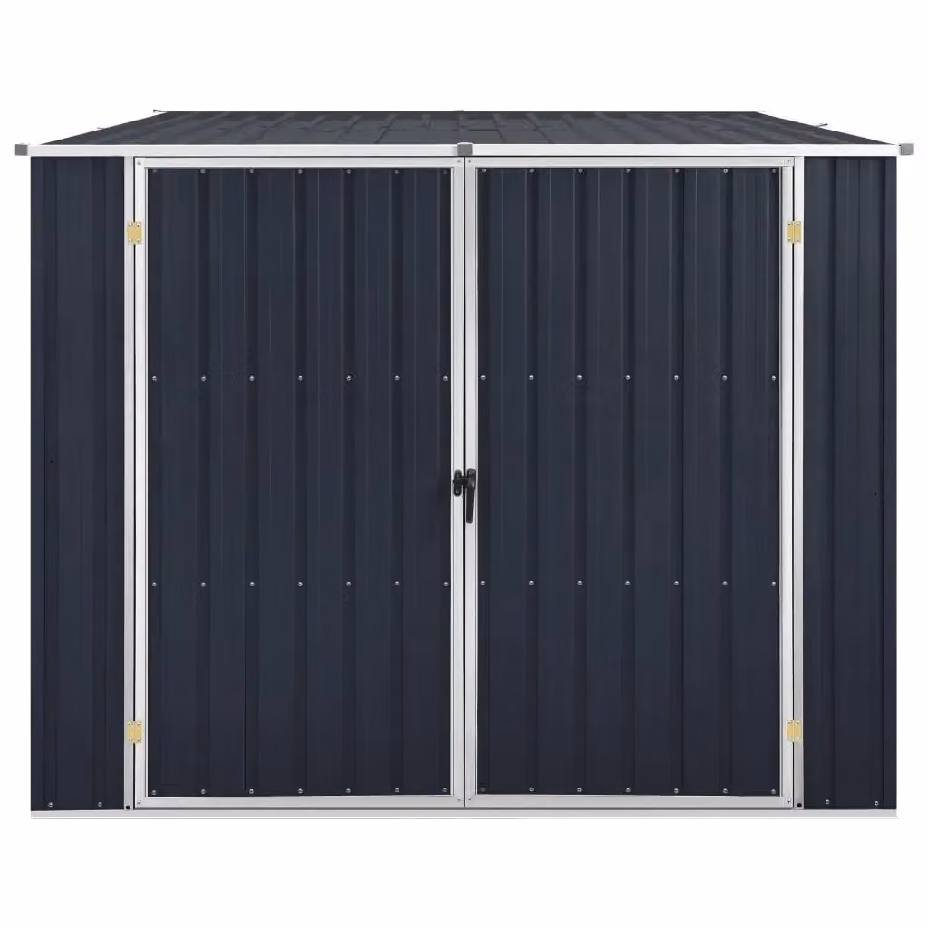 Berkfield Home Anthracite and Black Galvanised Steel Pent Garden Shed with Double Doors W: 195 cm, D: 198 cm, H: 159 cm – 2