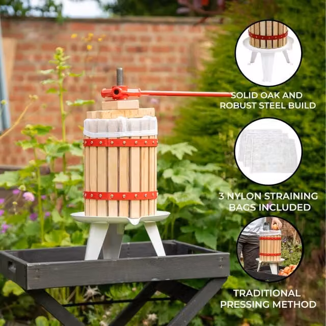 KuKoo 6 Litre Round Wooden Fruit Press in Brown