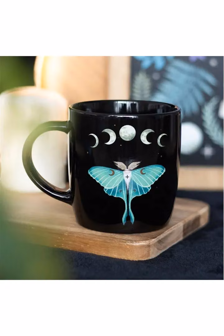 KDMD Luna Moth Ceramic Mug in Black, 340 ml – 3
