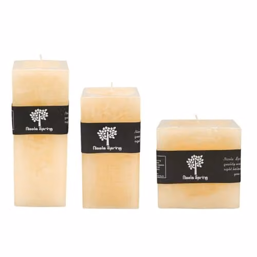 Nicola Spring Vanilla Scented Square Pillar Candles, Pack of 3, Beige – 1