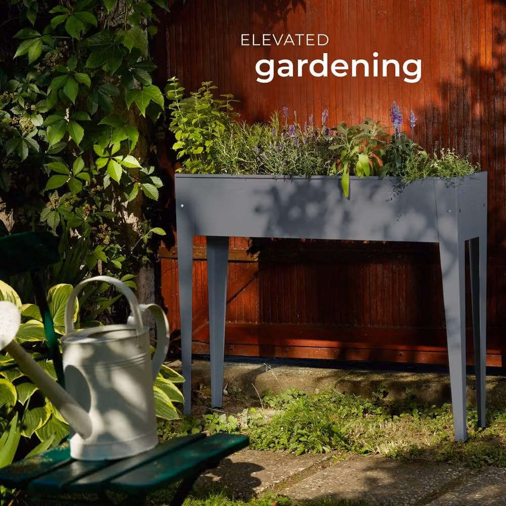 tectake Calendula Steel Raised Bed in Dark Grey, W: 98.5 cm, D: 26 cm, H: 82.5 cm – 7