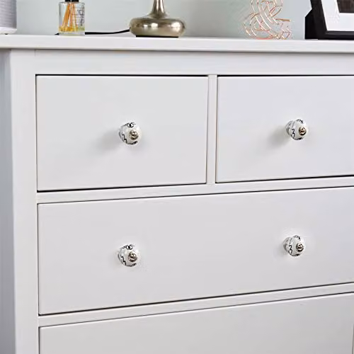 Nicola Spring Polished Ceramic Cabinet Knobs, Black and White, Pack of 6 – 2