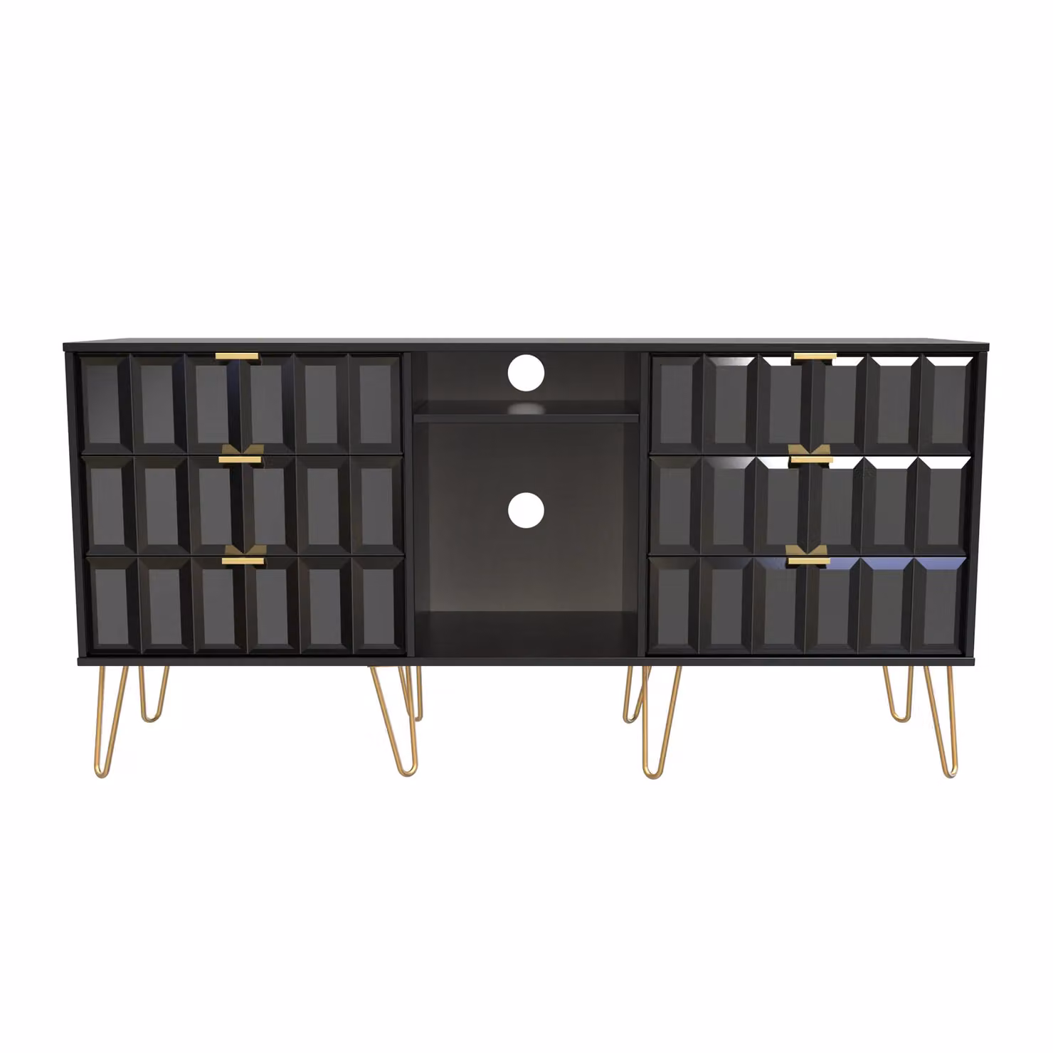 2 U Metro Ready Assembled 6 Drawer Sideboard in Black and Gold – 2