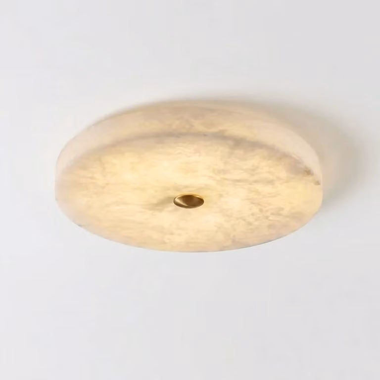Araco Lumière Frozen Juno Alabaster LED Ceiling Light in White and Gold/Brass