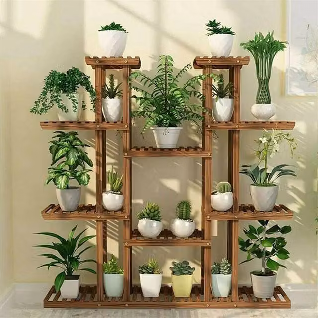 EONLION Brown Wood Ladder Plant Stand