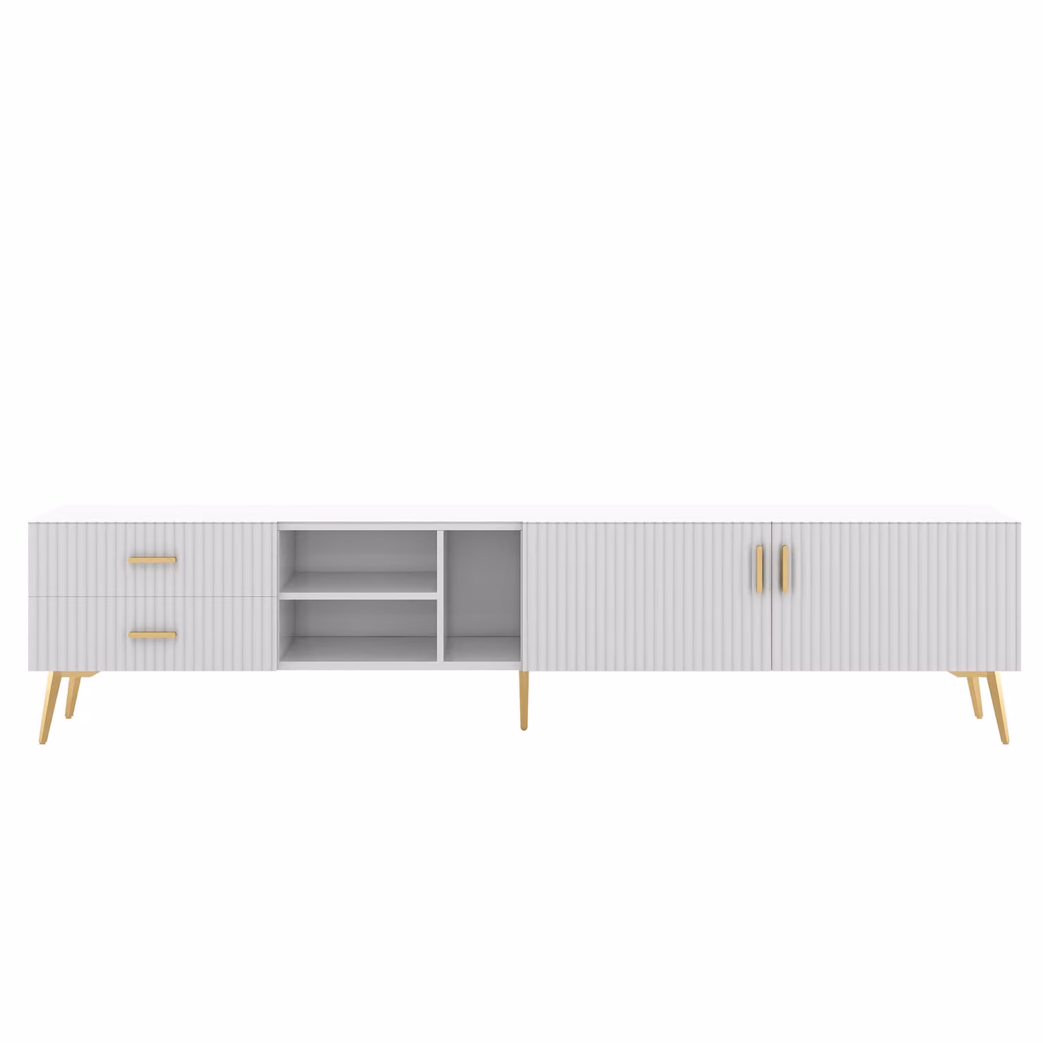 Aosom.UK Modern White MDF TV Unit with Metal Legs for 75-Inch Televisions, W/D/H: 180 x 35 x 41 cm – 2