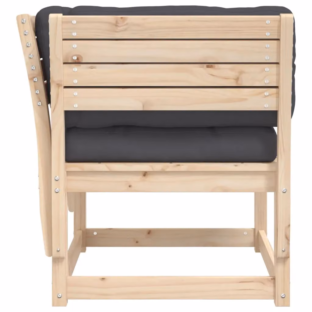 Berkfield Home Garden Sofa Armrest with Cushions in Brown Solid Wood Pine – 3