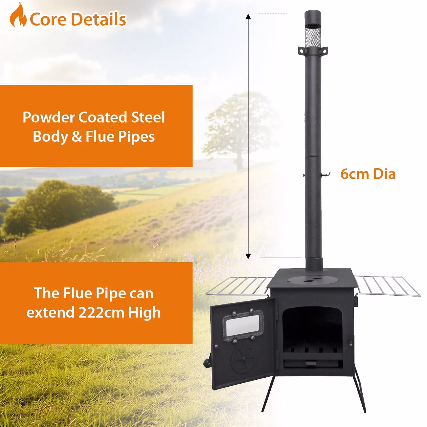 RoyalFire Pandora Portable Wood Burning Tent Stove in Black – 4