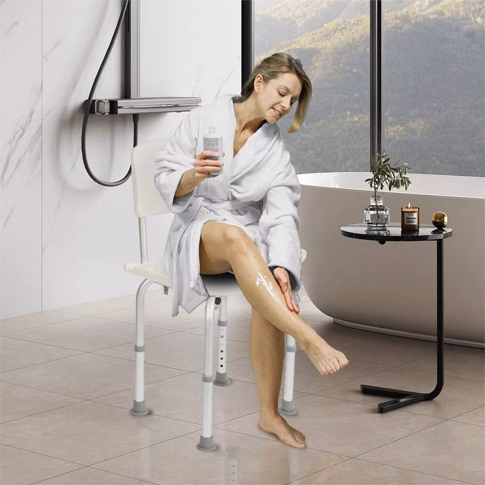 Nordara Adjustable Aluminium Shower Chair with Arms and Backrest in White – 2