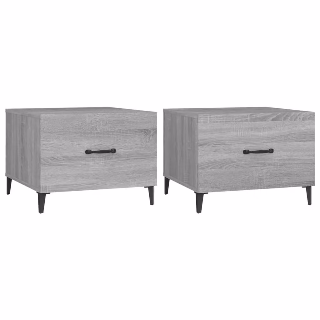 Berkfield Home Set of 2 Grey Sonoma Nesting Coffee Tables with Metal Legs, W/D/H: 50 x 50 x 40 cm – 1